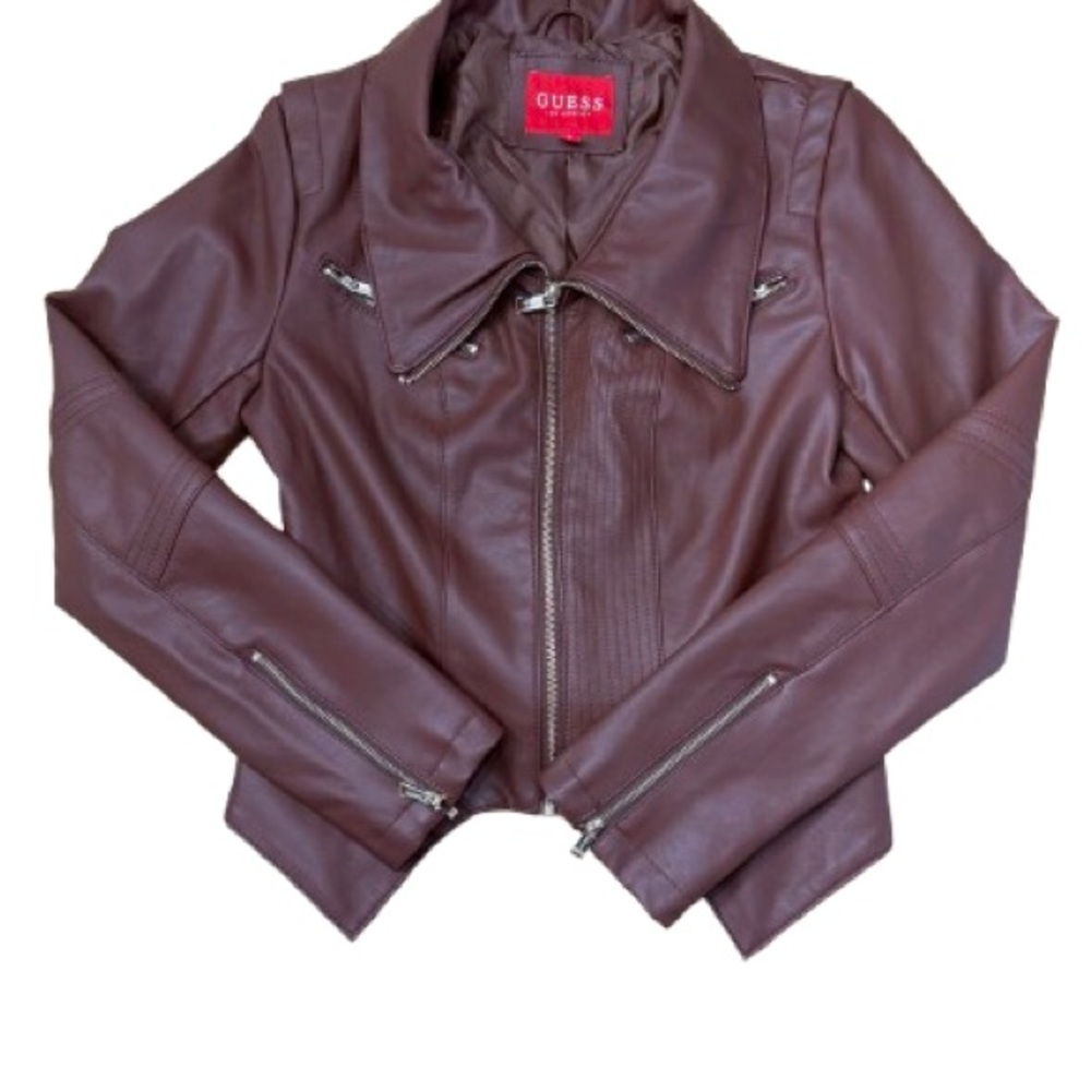 GUESS Women's Chocolate Leather Jacket